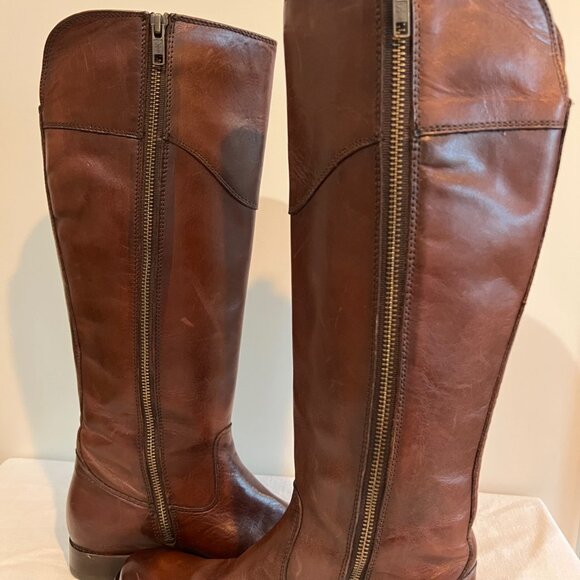 Frye Melissa Button Boots Leather Size 6 Cognac - Picture 6 of 11